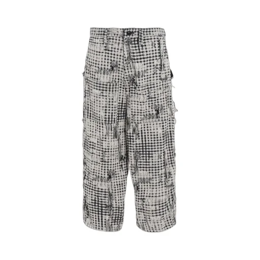 Damaged Gingham Jacquard Pants