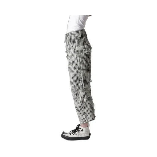 Damaged Gingham Jacquard Pants