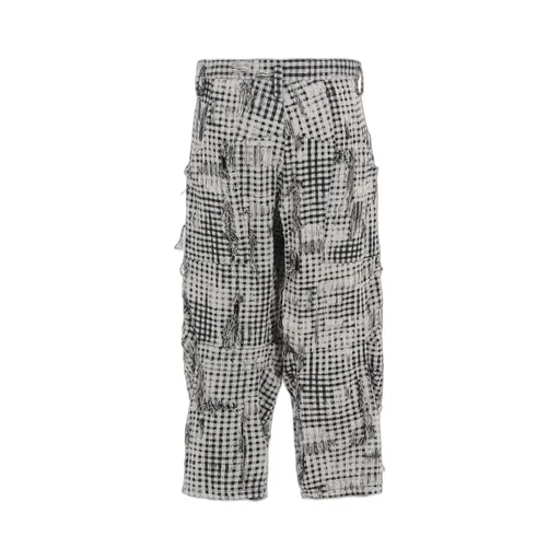 Damaged Gingham Jacquard Pants