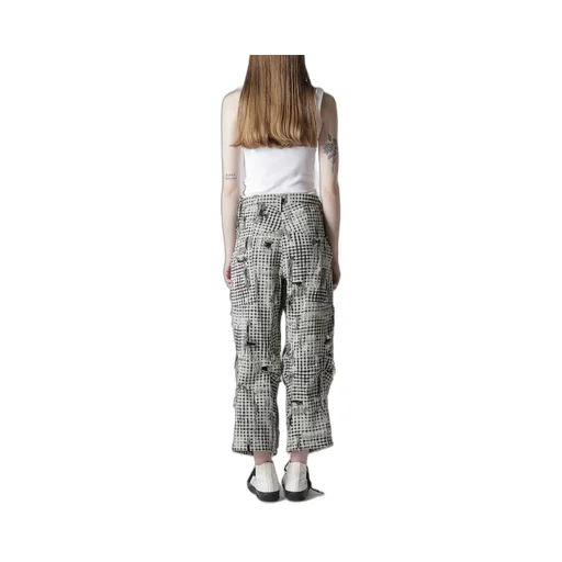 Damaged Gingham Jacquard Pants