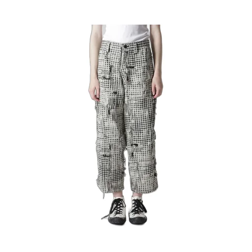 Damaged Gingham Jacquard Pants