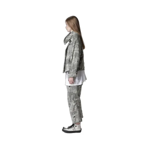 Damaged Gingham Jacquard Wrap Coat