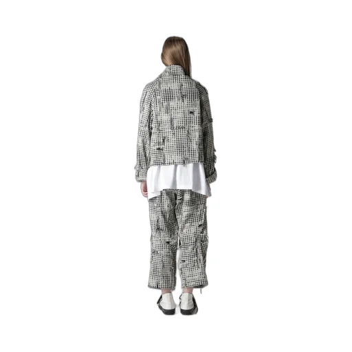 Damaged Gingham Jacquard Wrap Coat