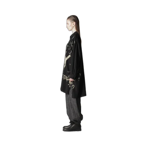 Cupro Dungaree Print Big Shirt Y
