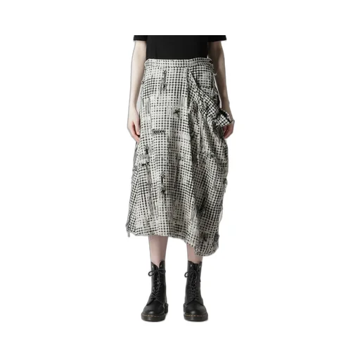 Damaged Gingham Jacquard Skirt