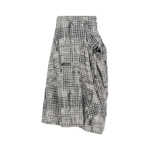 Damaged Gingham Jacquard Skirt