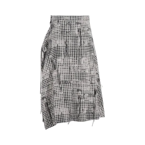 Damaged Gingham Jacquard Skirt
