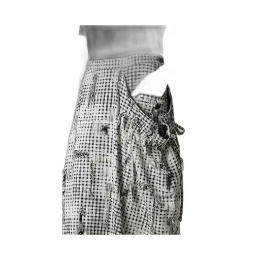 Damaged Gingham Jacquard Skirt