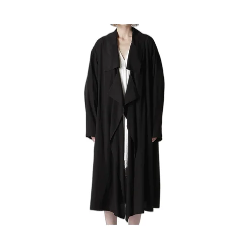 Cupro Dungaree Print Big-Collar Coat Y