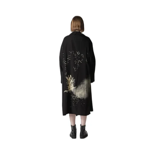 Cupro Dungaree Print Big-Collar Coat Y