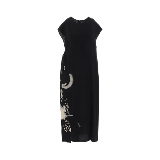 Cupro Dungaree Print Gathered Dress Y