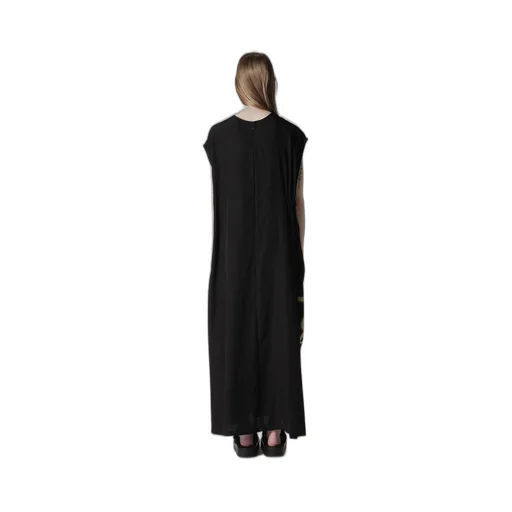 Cupro Dungaree Print Gathered Dress Y