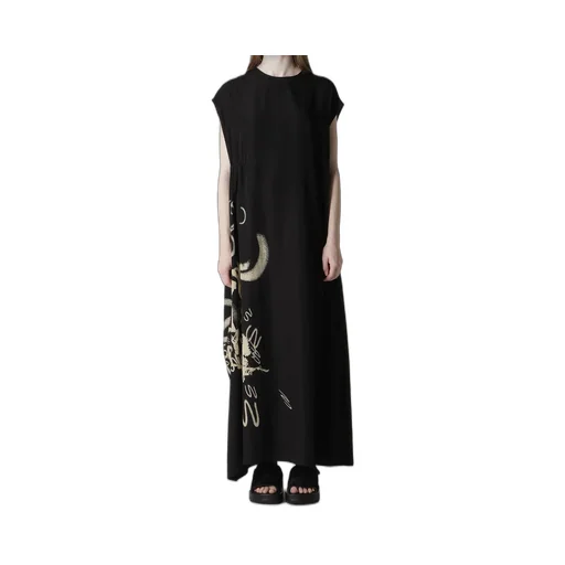 Cupro Dungaree Print Gathered Dress Y