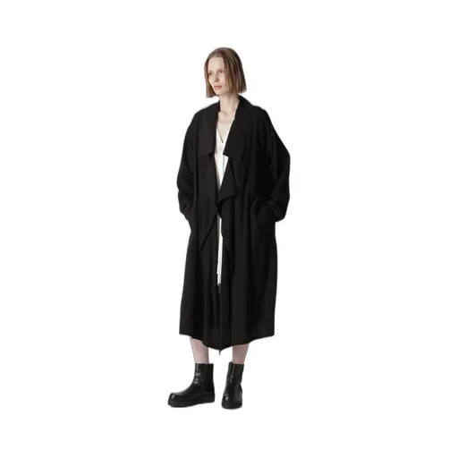 Cupro Dungaree Print Big-Collar Coat Y