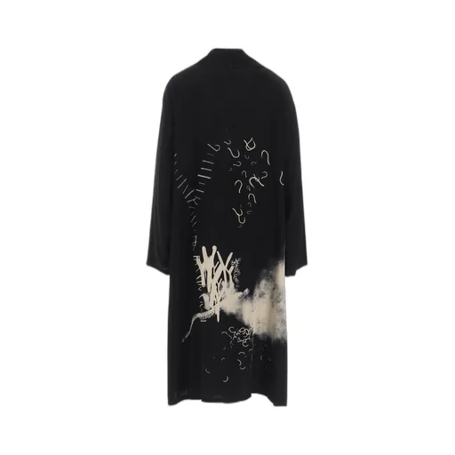 Cupro Dungaree Print Big-Collar Coat Y