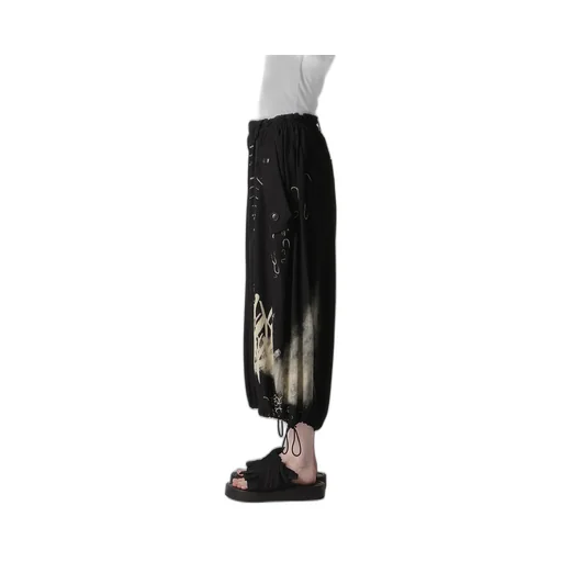 Cupro Dungaree Print Elastic-Waist Pants Y