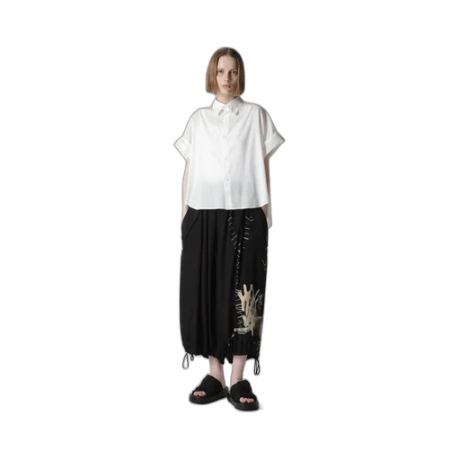 Cupro Dungaree Print Elastic-Waist Pants Y