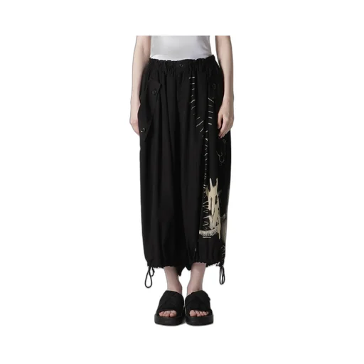Cupro Dungaree Print Elastic-Waist Pants Y