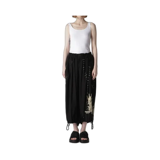 Cupro Dungaree Print Elastic-Waist Pants Y