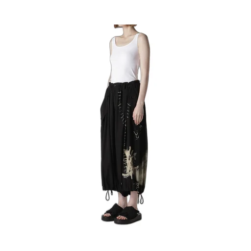 Cupro Dungaree Print Elastic-Waist Pants Y