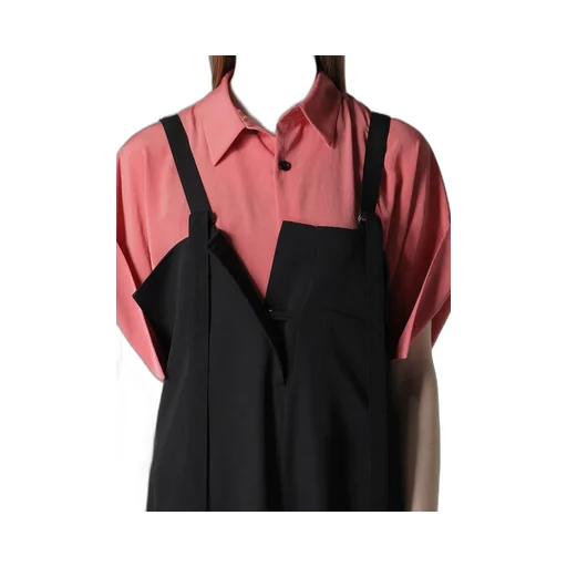Wool Gabardine Strap Overalls