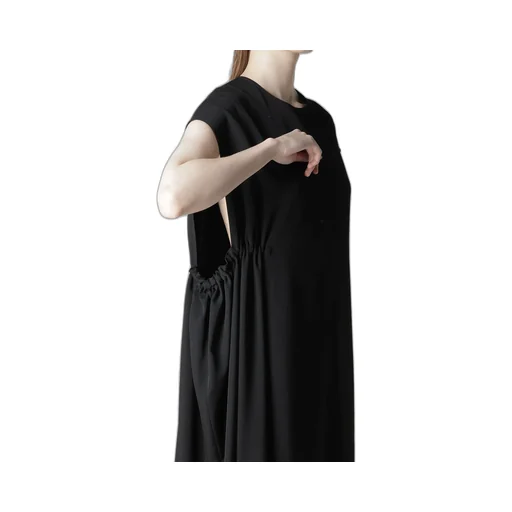 Wool Gabardine Right Side Gathered Dress