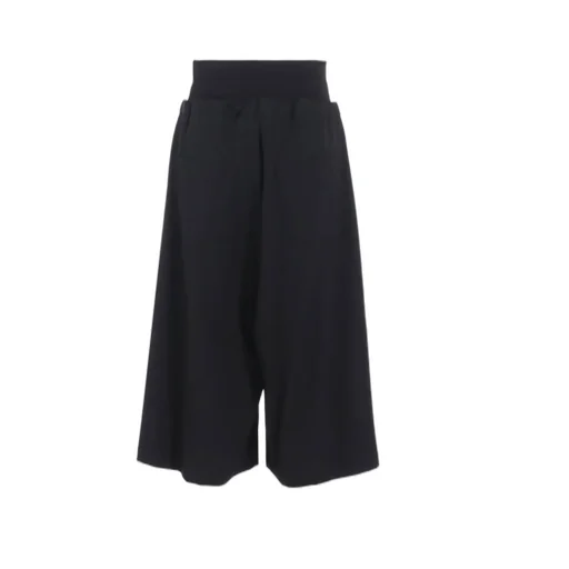 Wool Gabardine Rib Waist Wide Pants