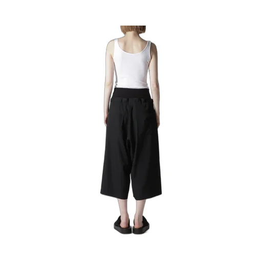 Wool Gabardine Rib Waist Wide Pants