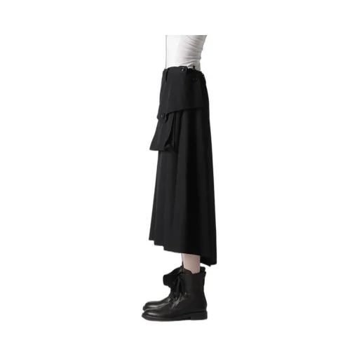 Wool Gabardine Y Big Flap Skirt