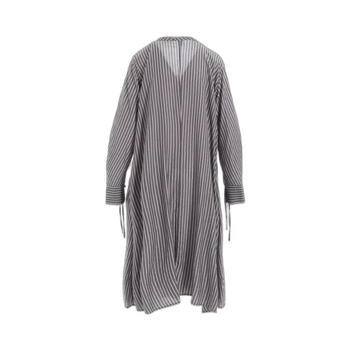 Cellulose Stripe Collarless A-Line Dress
