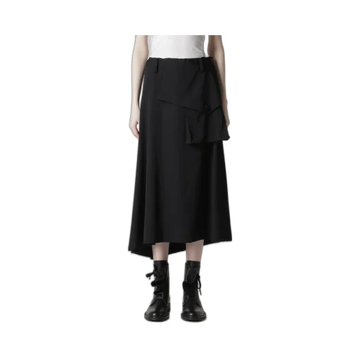 Wool Gabardine Y Big Flap Skirt