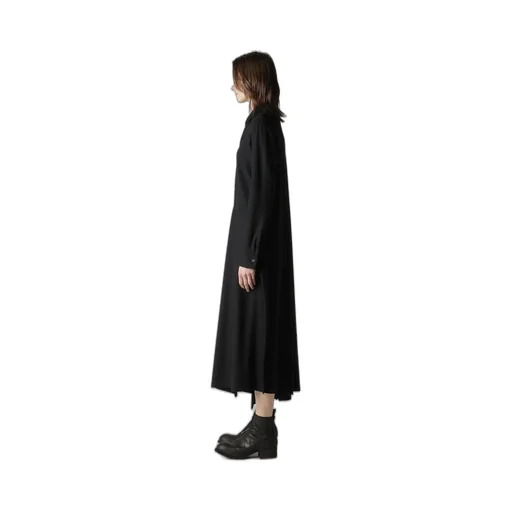 Washable Wool Draped Shirt Dress