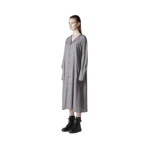 Cellulose Stripe Collarless A-Line Dress