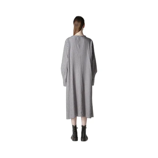 Cellulose Stripe Collarless A-Line Dress