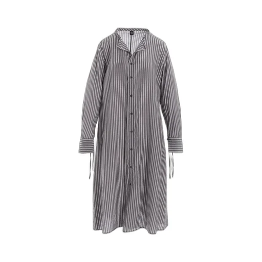 Cellulose Stripe Collarless A-Line Dress