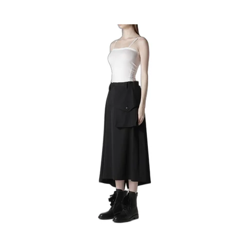 Wool Gabardine Y Big Flap Skirt