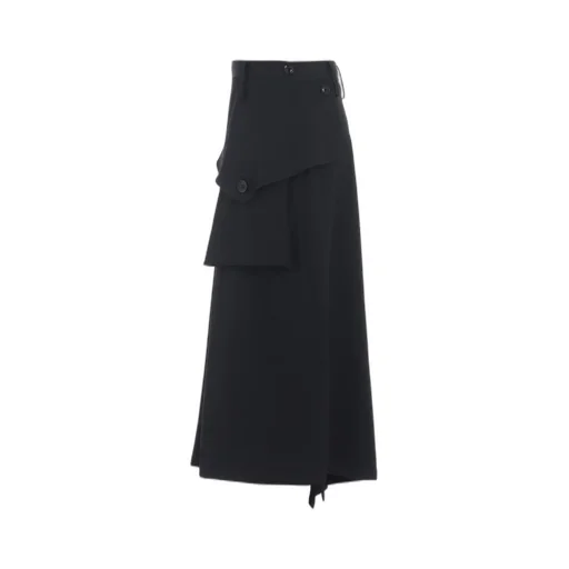 Wool Gabardine Y Big Flap Skirt