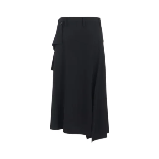 Wool Gabardine Y Big Flap Skirt