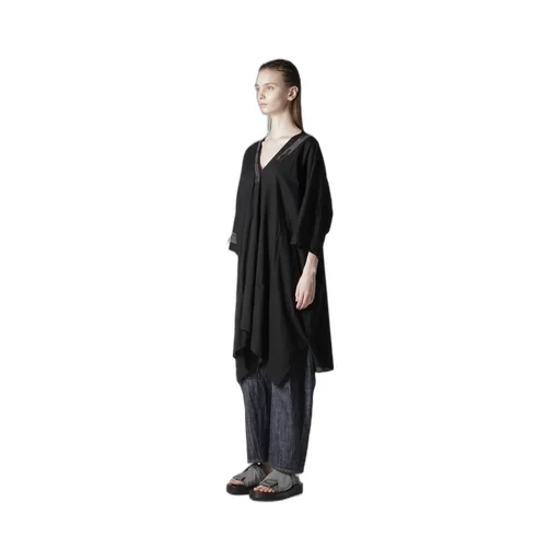 Cotton Lawn Arranged Sleeve V Neck Dress