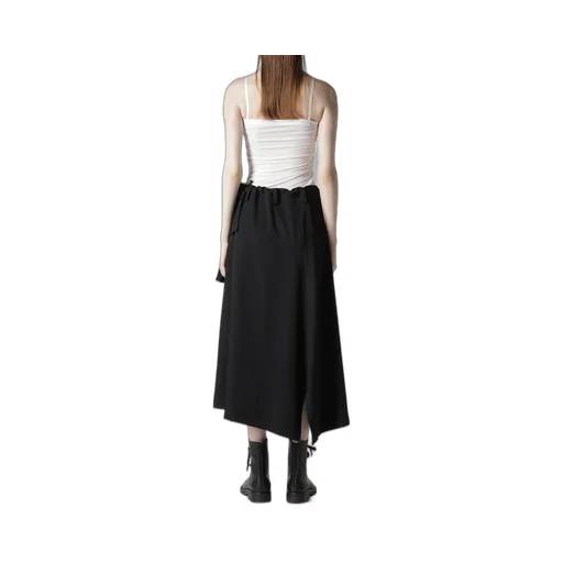 Wool Gabardine Y Big Flap Skirt