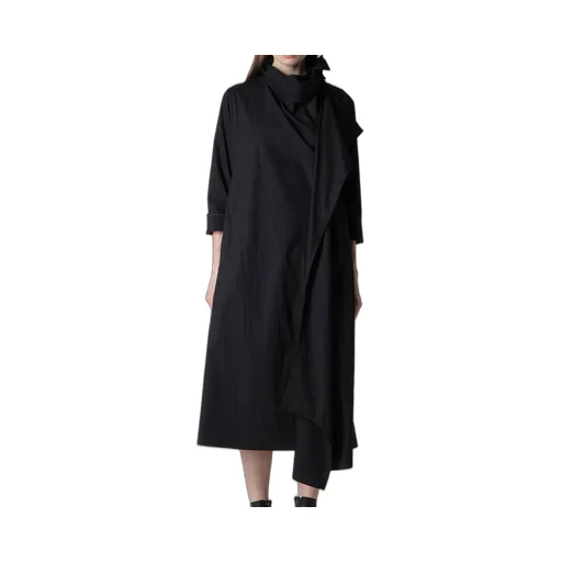 Cotton Broad Draped Neck Dress