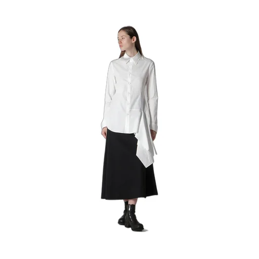Cotton Broad L Draped Blouse