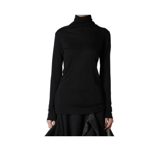 Wool Chiffon Highneck Long T B