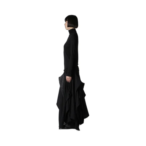 Wool Chiffon Highneck Long T B