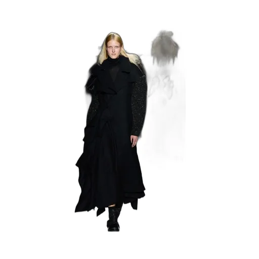 Wool Chiffon Highneck Long T B