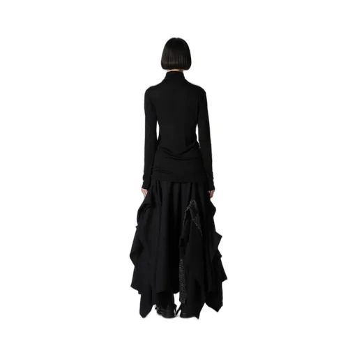 Wool Chiffon Highneck Long T B