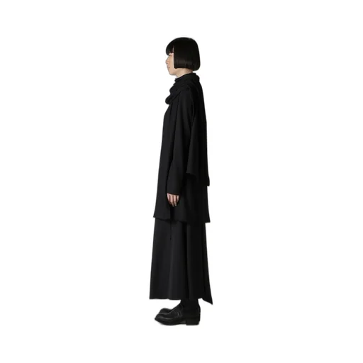 Washable Wool Stole Detail Long Blouse