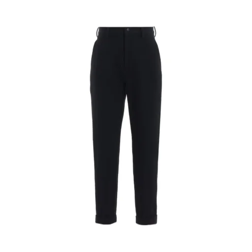 Shrinked Wool Serge Cuffed Hem Pants