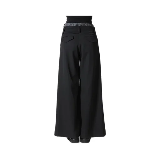 Gabardine Layered-Like Wide Pants
