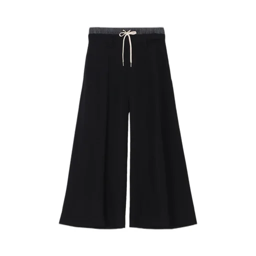 Gabardine Layered-Like Wide Pants
